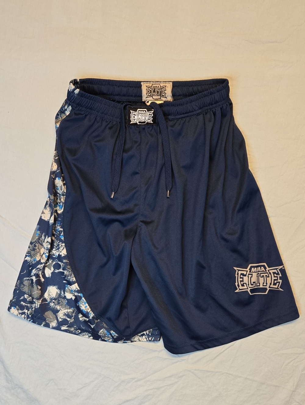 Mma Elite Navy Blue Full Skull Graphic Athletic Shorts Vintage Y2K